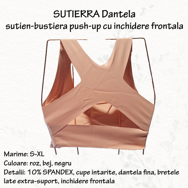 SUTIERRA Dantela - sutien-bustiera push-up cu inchidere frontala - marimi M-3XL