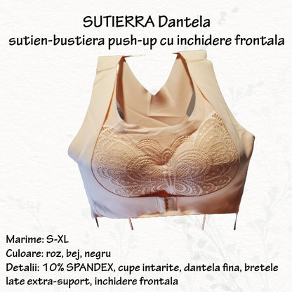 SUTIERRA Dantela - sutien-bustiera push-up cu inchidere frontala - marimi M-3XL