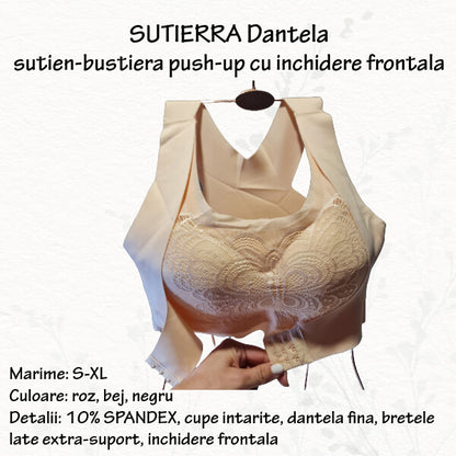 SUTIERRA Dantela - sutien-bustiera push-up cu inchidere frontala - marimi M-3XL